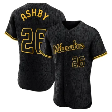 Aaron Ashby Men's Milwaukee Brewers Authentic Snake Skin City Jersey - Black