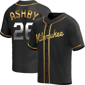 Aaron Ashby Men's Milwaukee Brewers Replica Alternate Jersey - Black Golden