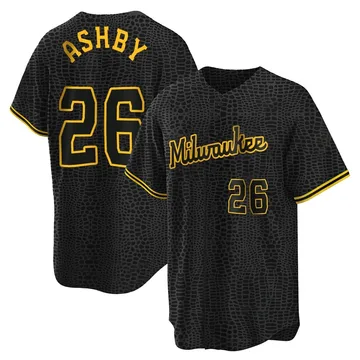 Aaron Ashby Men's Milwaukee Brewers Replica Snake Skin City Jersey - Black