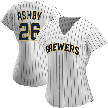 Aaron Ashby Women's Milwaukee Brewers Authentic Alternate Jersey - White/Navy