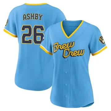 Aaron Ashby Women's Milwaukee Brewers Authentic Powder 2022 City Connect Jersey - Blue