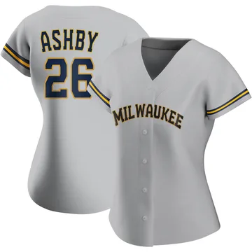 Aaron Ashby Women's Milwaukee Brewers Authentic Road Jersey - Gray