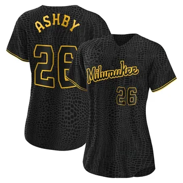 Aaron Ashby Women's Milwaukee Brewers Authentic Snake Skin City Jersey - Black