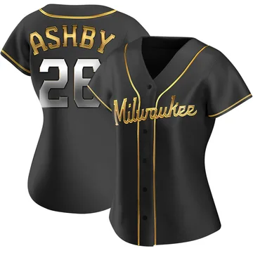 Aaron Ashby Women's Milwaukee Brewers Replica Alternate Jersey - Black Golden