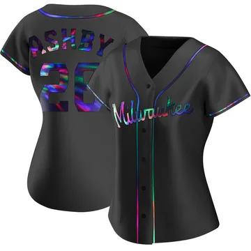 Aaron Ashby Women's Milwaukee Brewers Replica Alternate Jersey - Black Holographic