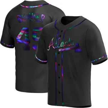 Aaron Bummer Men's Atlanta Braves Replica Alternate Jersey - Black Holographic