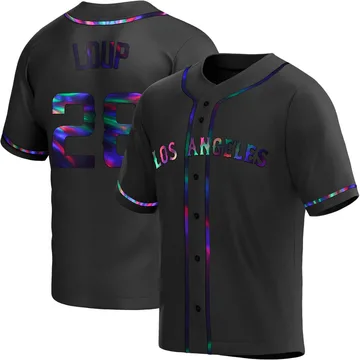 Aaron Loup Men's Los Angeles Angels Replica Alternate Jersey - Black Holographic