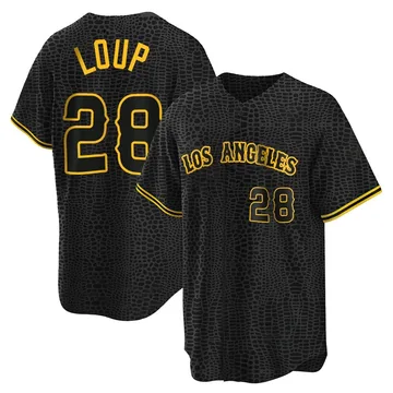 Aaron Loup Men's Los Angeles Angels Replica Snake Skin City Jersey - Black