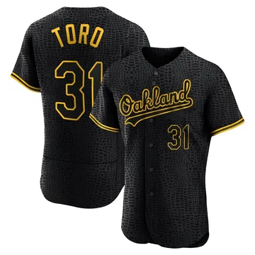 Abraham Toro Men's Oakland Athletics Authentic Snake Skin City Jersey - Black