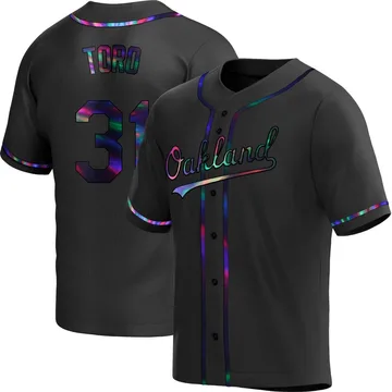 Abraham Toro Men's Oakland Athletics Replica Alternate Jersey - Black Holographic