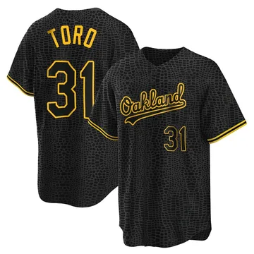 Abraham Toro Men's Oakland Athletics Replica Snake Skin City Jersey - Black