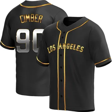 Adam Cimber Men's Los Angeles Angels Replica Alternate Jersey - Black Golden