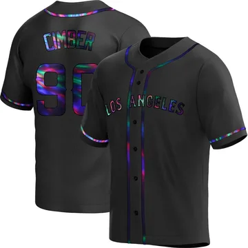 Adam Cimber Men's Los Angeles Angels Replica Alternate Jersey - Black Holographic