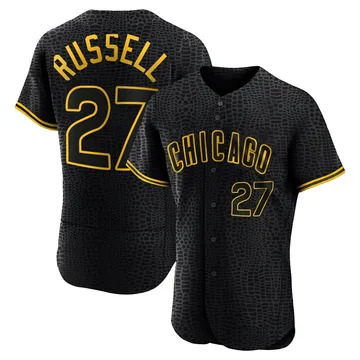 Addison Russell Men's Chicago Cubs Authentic Snake Skin City Jersey - Black