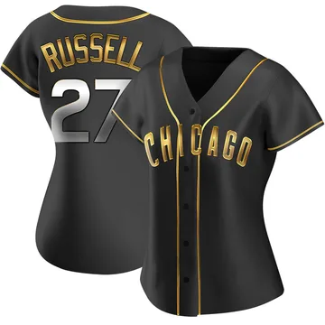 Addison Russell Women's Chicago Cubs Replica Alternate Jersey - Black Golden