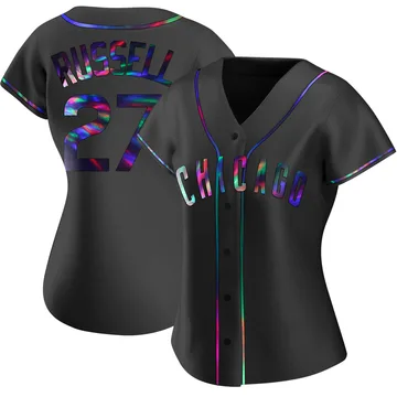 Addison Russell Women's Chicago Cubs Replica Alternate Jersey - Black Holographic