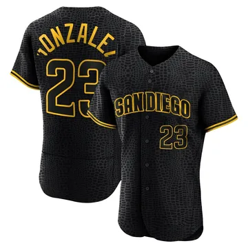 Adrian Gonzalez Men's San Diego Padres Authentic Snake Skin City Jersey - Black