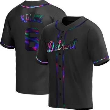 Al Kaline Men's Detroit Tigers Replica Alternate Jersey - Black Holographic