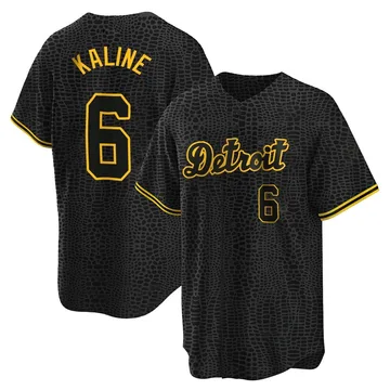 Al Kaline Men's Detroit Tigers Replica Snake Skin City Jersey - Black