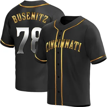 Alan Busenitz Men's Cincinnati Reds Replica Alternate Jersey - Black Golden