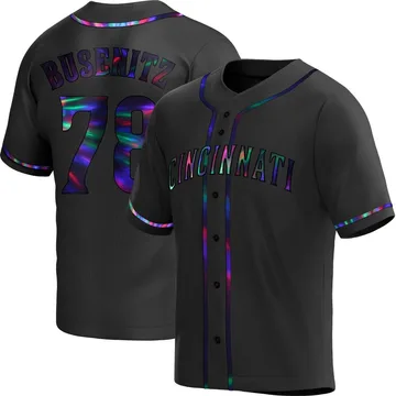 Alan Busenitz Men's Cincinnati Reds Replica Alternate Jersey - Black Holographic