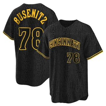 Alan Busenitz Men's Cincinnati Reds Replica Snake Skin City Jersey - Black