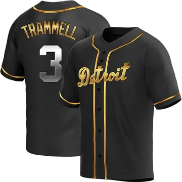 Alan Trammell Men's Detroit Tigers Replica Alternate Jersey - Black Golden