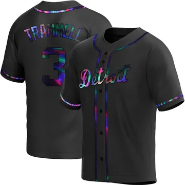 Alan Trammell Men's Detroit Tigers Replica Alternate Jersey - Black Holographic