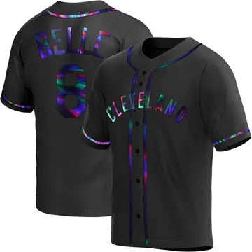 Albert Belle Men's Cleveland Guardians Replica Alternate Jersey - Black Holographic