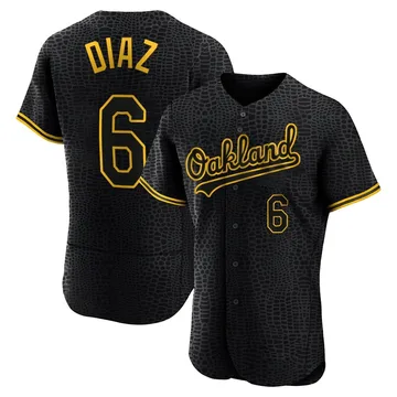 Aledmys Diaz Men's Oakland Athletics Authentic Snake Skin City Jersey - Black