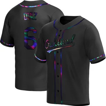 Aledmys Diaz Men's Oakland Athletics Replica Alternate Jersey - Black Holographic