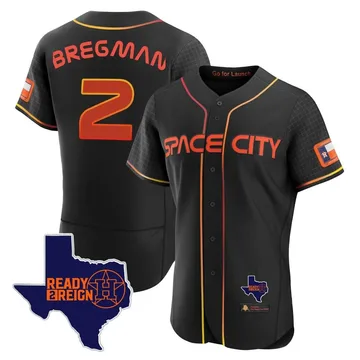 Alex Bregman Men's Houston Astros Authentic 2023 Space City Ready 2 Reign Flex Base Jersey - Black