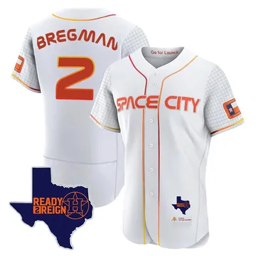 Alex Bregman Men's Houston Astros Authentic 2023 Space City Ready 2 Reign Flex Base Jersey - White