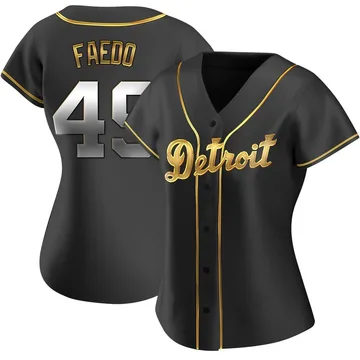 Alex Faedo Women's Detroit Tigers Replica Alternate Jersey - Black Golden