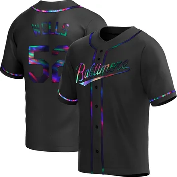 Alexander Wells Men's Baltimore Orioles Replica Alternate Jersey - Black Holographic