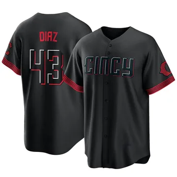 Alexis Diaz Men's Cincinnati Reds Replica 2023 City Connect Jersey - Black