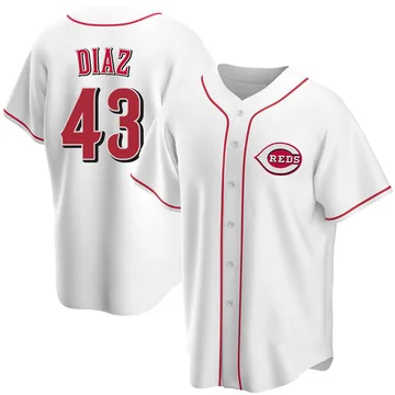 Alexis Diaz Youth Cincinnati Reds Replica Home Jersey - White