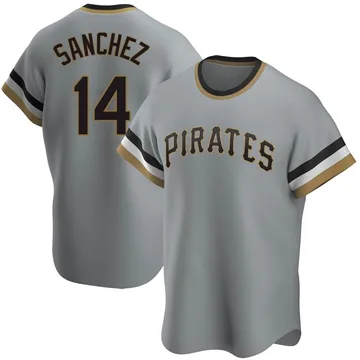 Ali Sanchez Men's Pittsburgh Pirates Replica Road Cooperstown Collection Jersey - Gray