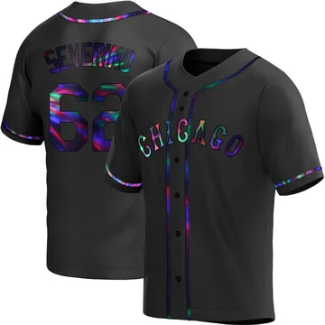 Anderson Severino Men's Chicago White Sox Replica Alternate Jersey - Black Holographic