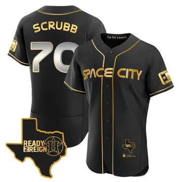 Andre Scrubb Men's Houston Astros Authentic 2023 Space City Ready 2 Reign Flex Base Jersey - Black/Gold