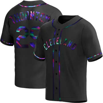 Andre Thornton Men's Cleveland Guardians Replica Alternate Jersey - Black Holographic