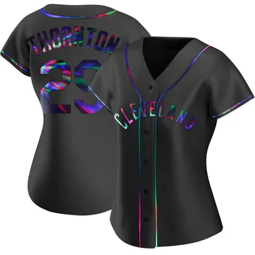 Andre Thornton Women's Cleveland Guardians Replica Alternate Jersey - Black Holographic