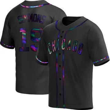 Andrelton Simmons Men's Chicago Cubs Replica Alternate Jersey - Black Holographic