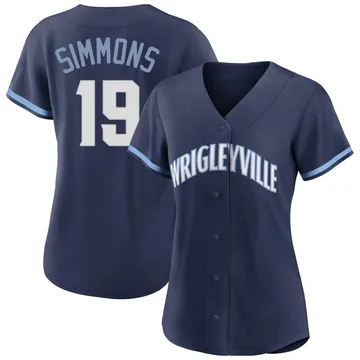 Andrelton Simmons Women's Chicago Cubs Authentic 2021 City Connect Jersey - Navy