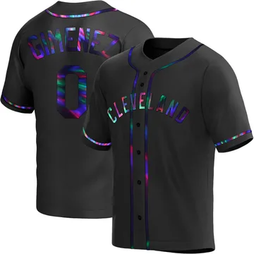 Andres Gimenez Men's Cleveland Guardians Replica Alternate Jersey - Black Holographic