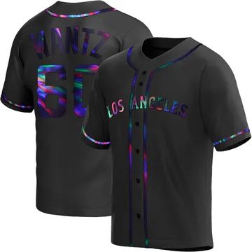 Andrew Wantz Men's Los Angeles Angels Replica Alternate Jersey - Black Holographic