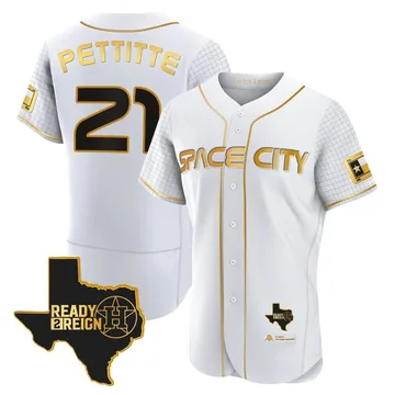 Andy Pettitte Men's Houston Astros Authentic 2023 Space City Ready 2 Reign Flex Base Jersey - White/Gold