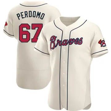 Angel Perdomo Men's Atlanta Braves Authentic Alternate Jersey - Cream