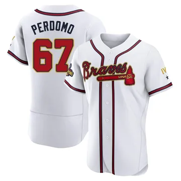 Angel Perdomo Men's Atlanta Braves Authentic White 2022 Program Jersey - Gold