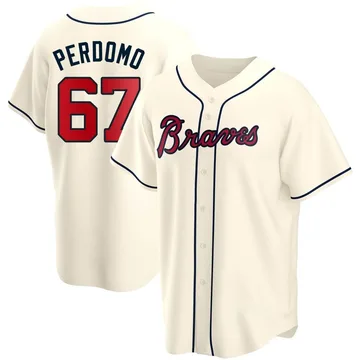 Angel Perdomo Men's Atlanta Braves Replica Alternate Jersey - Cream